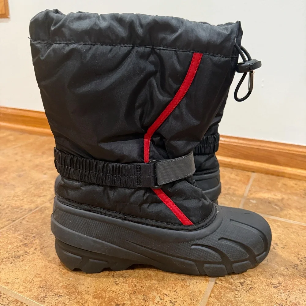 Sorel Flurry Insulated Snow Boots Youth Size 6 Waterproof Winter Black Outdoor